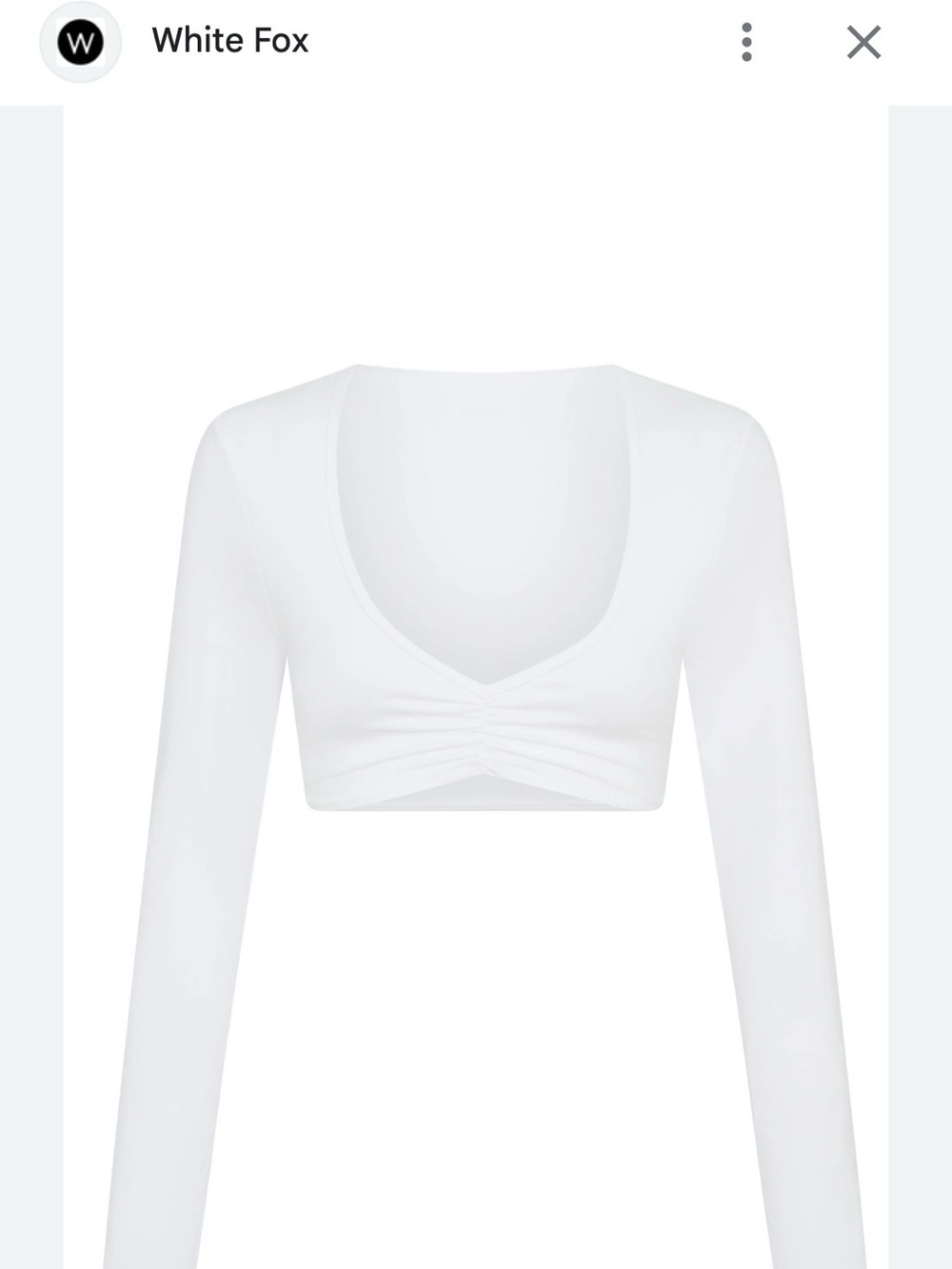 White Fox Boutique White Long Sleeve Ruched Crop Top